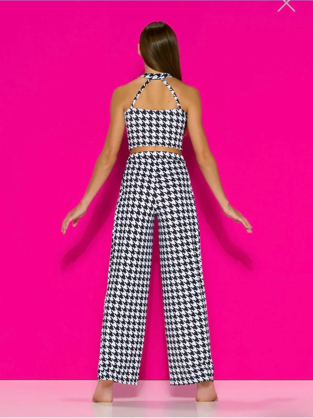 Kelle CHIC CHECK Houndstooth Pleated Pants and Vest - Black/White - MC